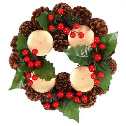 Fleurs décoratives porte-couronne de Noël détenteurs de votive avec pinecone berry ring wedlestick fête table maître