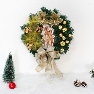 Flores decorativas, corona navideña, nacimiento de Jesús, guirnaldas para puerta delantera, decoraciones, diseño de escena, accesorios, ramas de árbol, chimenea