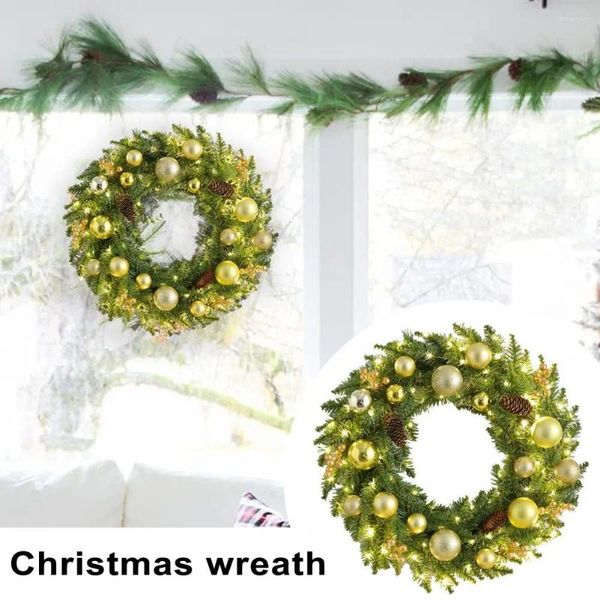 Fleurs décoratives couronne de Noël pendentif avec des lumières LED Design de pin de pign
