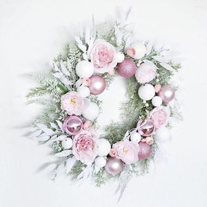 Fleurs décoratives guirlande de noël boule rose thème mariage décoration maison porte El fenêtre mur guirlandes ornement cadeau