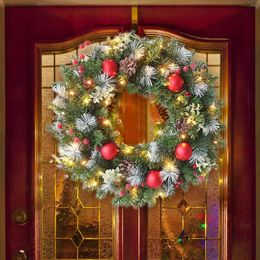Fleurs décoratives couronne de Noël prélite les guirlandes à la main les lumières de porte d'entrée batterie de festives de festives de batterie électriques g2