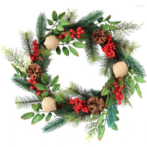 Fleurs décoratives couronne de Noël en pin rouge en pin pour le coton de pignons de Noël pour la maison intérieure de la ferme intérieure de porte d'entrée ornement de suspension