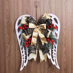 Decoratieve bloemen kerstkrans lint bowknot bessen angel vleugel thuis muur decoraties kunstmatig voor voordeur