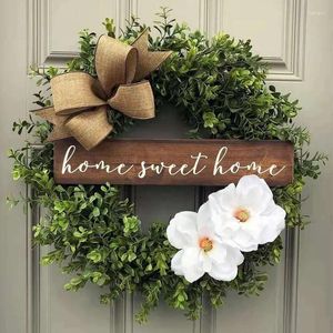 Fleurs décoratives couronne de Noël mur suspendue fausse plante eucalyptus petite porte namepale fraîche plantes vertes