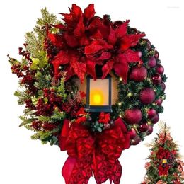 Fleurs décoratives couronne de Noël avec lanterne porte d'entrée guirland