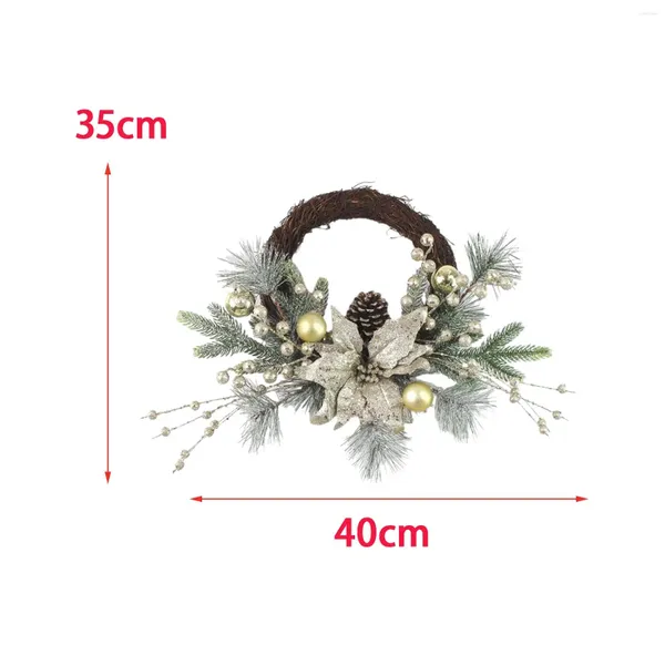 Fleurs décoratives couronne de Noël avec lumières rondes décor de fête de vacances ratan pour mariage en salle à l'extérieur de la ferme de Noël