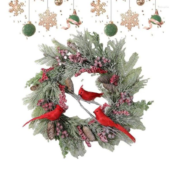 Fleurs décoratives couronnes de Noël décoration récif de la gueule de Noël couronne de baies artificielles rouges pour la ferme murale décor de porche d'hiver