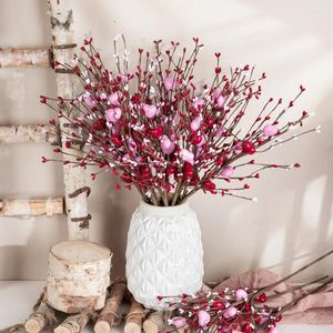 Fleurs décoratives Chzimade Love Berry Branch Festival Decoration Artificial Red Flower Bundle Home 2024 Année