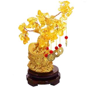 Fleurs décoratives Citrine Macrocarpa, décoration classique de Style chinois, ornement de bureau, arbre d'argent en cristal délicat