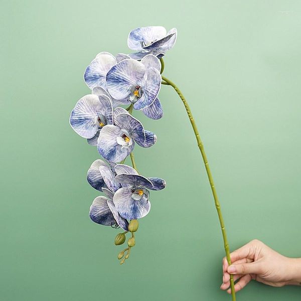 Fleurs décoratives classique grande branche 9 têtes 98 cm impression 3D Phalaenopsis orchidée artificielle accessoires de mariage décor à la maison fleur