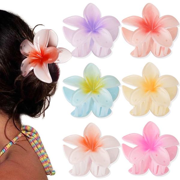 Pinzas de flores decorativas Pinzas de garra para el cabello con flores hawaianas adecuadas para el cabello rizado fino y grueso de las mujeres pinzas de garra de agarre fuerte de la década de 1990 230619