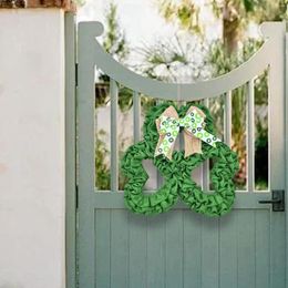 Fleurs décoratives trèfle signe Shamrock arc couronne de la Saint-Patrick porte d'entrée de printemps pour salon extérieur intérieur anniversaire de mariage