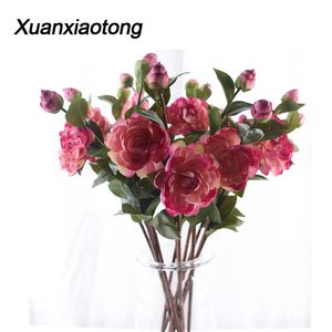 Decoratieve bloemen CM Waterverf Pioen kunstmatig met Bud Red Rose Silk Flower voor thuistafel Decor bruiloft achtergronddecoratie kransen