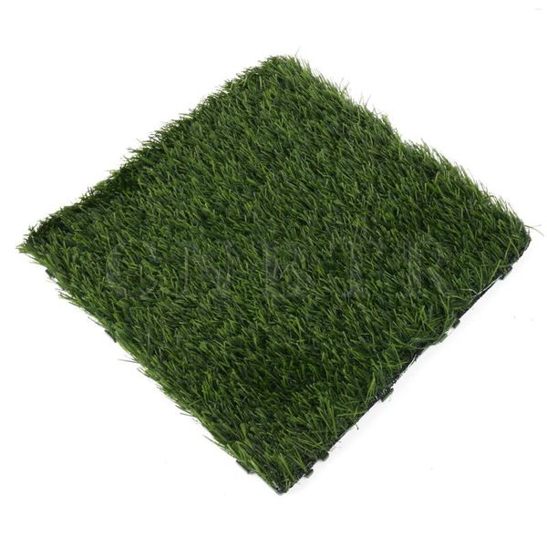 Tapis auto-drainant synthétique de tuile d'herbe artificielle de fleurs décoratives CNBTR pour la salle de jeux 12 x pouces