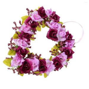 Decoratieve bloemen Kast Rek Wand gemonteerd Hart Garland Bruiloft Bloem Rose Hangende nep kunstmatig