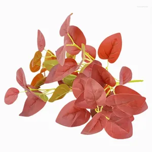 Fleurs décoratives café décor plantes vertes artificielles fausse fleur en plastique rouge Perilla feuilles El décoration Simulation plante feuille