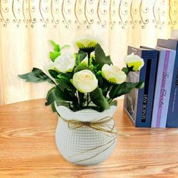 Decoratieve bloemen Kleurrijke faux planten Easy-Care Artificial Flower Elegant Potted For Home Office Decor 6 Hoofd Indoor