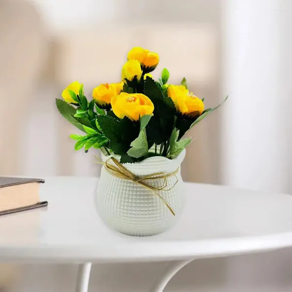 Fleurs décoratives colorées fausses plantes modernes fleurs artificielles élégantes en pot pour décoration de bureau à domicile 6 tête de fleur intérieure