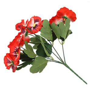 Fleurs décoratives colorées pour la décoration de fête de mariage Pansy fausse bouquet de fleur 10 têtes rouge artificiel / orange / violet rose rouge