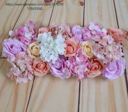 Fleurs décoratives de mariage coloré de mariage artificiel matériaux de rose rose des accessoires de rangée arches décoration de scène Runner Tongfeng