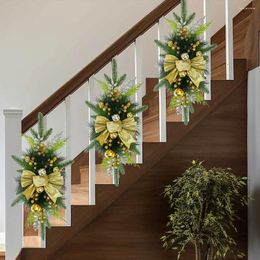 Decoratieve bloemen draadloze prelit trap swag trim gouden krans trap glanzende verlichting kerst decor voor deur vakantie