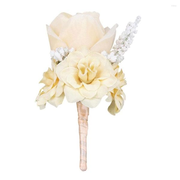 Flores decorativas Ramillete Flor artificial Boutonniere Prom Banquete Decoraciones para fiestas Adorno Ojal Novia Unisex Decoración de la boda