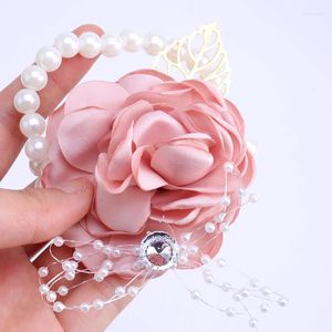 Decoratieve bloemen Corsage D673 Bruid- en bruidsmeisje groepspolsbloembloembruiloftsbenodigdheden kinderen danshanddecoratie