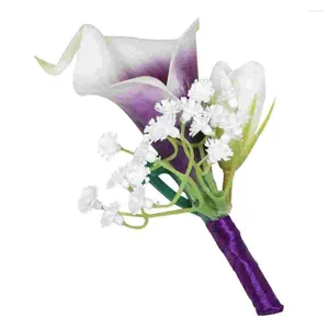 Fleurs décoratives Corsage fleur pour décoration bal mariage vêtements accessoire broche en plastique fournitures de mariée
