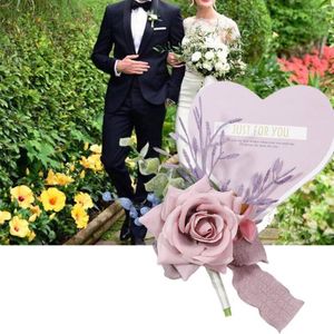 Flores decorativas Flor de ramillete con cinta Perla de imitación Alta simulación Decoración de boda romántica Novia Dama de honor Chica Pulsera
