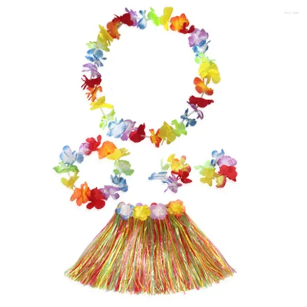 Fleurs décoratives Costume herbe jupe en plastique décoration vacances fleur bracelet guirlande fantaisie enfants hawaïen Lei drôle utile approprié