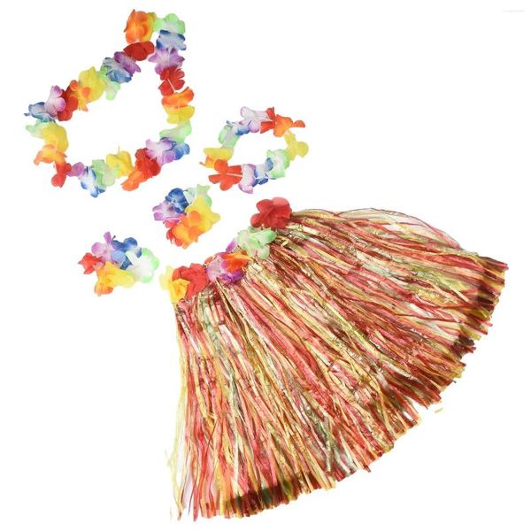Flores decorativas Disfraz de hierba Falda de plástico Decoración de vacaciones Tocando flor de pulsera Fantasia