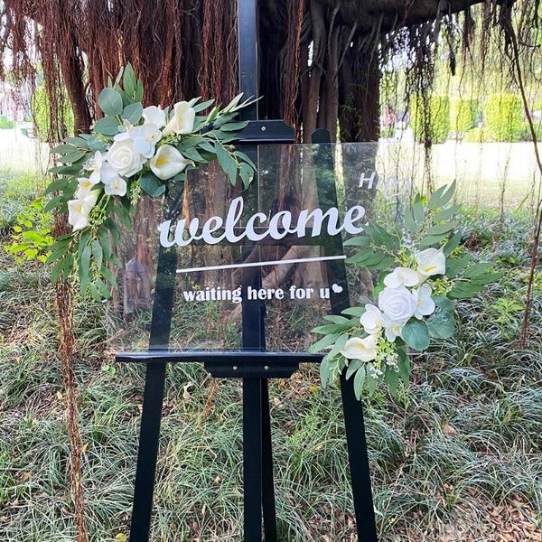 Fleurs décoratives pays mariage bienvenue signe terre cuite fleur artificielle Swag pour toile de fond réception cérémonie décoration