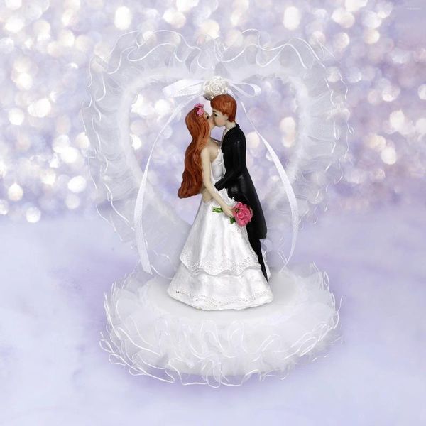 Fleurs décoratives couple cadeaux de mariage gâteau figurine coeur en forme de coeur en forme de coeur