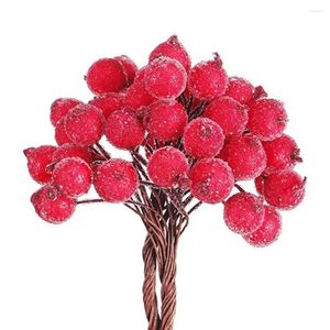 Decoratieve bloemen Craft Mixed Red Artificial Flower Cherry Stamen Berries Bundel Diy Christmas Wedding Cake Gift Box Kransen Decor
