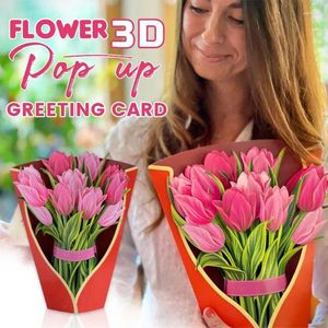 Fleurs décoratives créatives 3D Cartes postales de fleur Cartes de voeux de fleur Carte d'invitation d'anniversaire de mariage à la main