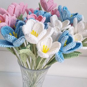 Fleurs décoratives créatives bricolage tricoté à la main tulipes cadeau de saint valentin Crochet faux Bouquet pour les décorations de Table de maison de mariage