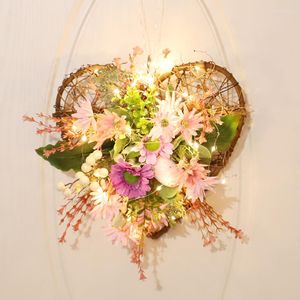 Fleurs décoratives Creative Romance Coeur Style Artificielle Chrysanthème Guirlande Décorations Festival De Pâques Guirlande Rotin Ornements
