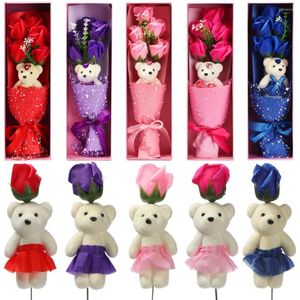 Decoratieve bloemen Creative Geurende badzeep Rose Bear Flower Valentijnsdag Gift Cartoon Bouquet Wedding Decoratie Home Decor