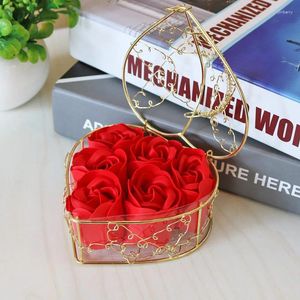 Fleurs décoratives Simulation créative 6 Iron Basket Rose Decor Party Femme's's Day's Fowerming Wedding Companion Hand Gift