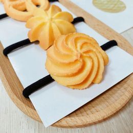 Decoratieve bloemen Creative South Korea Simulation Cookie Hair Circle Model Rope Sweet Girl Tie Band Head Clip