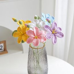 Fleurs décoratives Crochet Bouquet ins Artificial Hand Trined Wedding Party décor salon pour vase Girasol