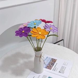 Fleurs décoratives Crochet Coreopsis Bouquet Cadeaux artificiels Tricots à la main pour DÉCORATIONS DE TABLE DE CHAMBRE D'ACTION