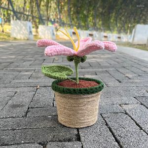 Fleurs décoratives Crochet Tissé Tung En Pot Plante Artificielle Bonsaï Tricoté À La Main Mignon Cadeaux Drôles Pour Chambre Maison Table Idées Anniversaire Décor