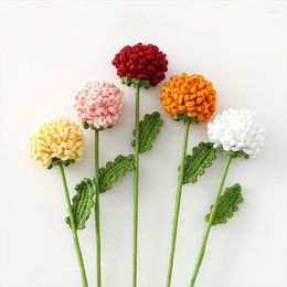Flores decorativas Ramos artificiales de ganchillo Fiesta en casa Boda Crisantemo Simulación Decoraciones Adornos Pografía Accesorios