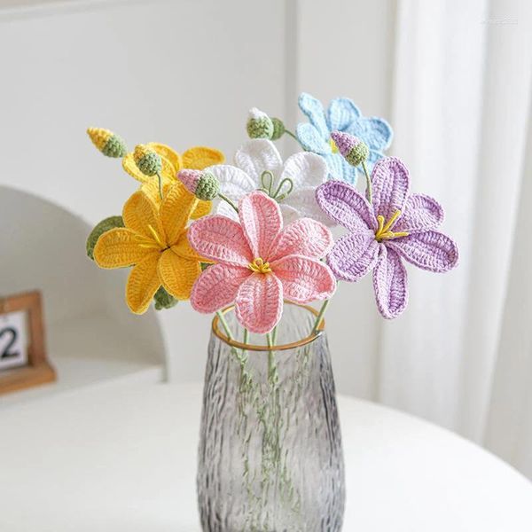 Fleurs décoratives au crochet Bouquets artificiels faits à la main bricolage maison fête de mariage Tung arbre fleur Chic pographie accessoires décorations