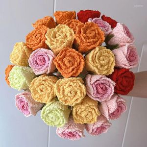 Decoratieve bloemen gehaakte rozen kunstmatige nep afgewerkte handgemaakte DIY bruiloft rekwisieten woondecoratie Valentijnsdag geschenken