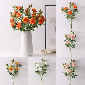 Decoratieve bloemen Grensoverschrijdende mooie simulatiebloem Enkele tak Kleurrijke kleine roos Bruiloft Pografie Props Woondecoratie