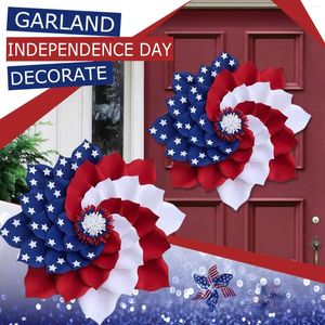 Fleurs décoratives Crystal Orb Ball and Wreath Veterans Julys Jour Front of Decor for Door Fourth Patriotique Pendrop Perles