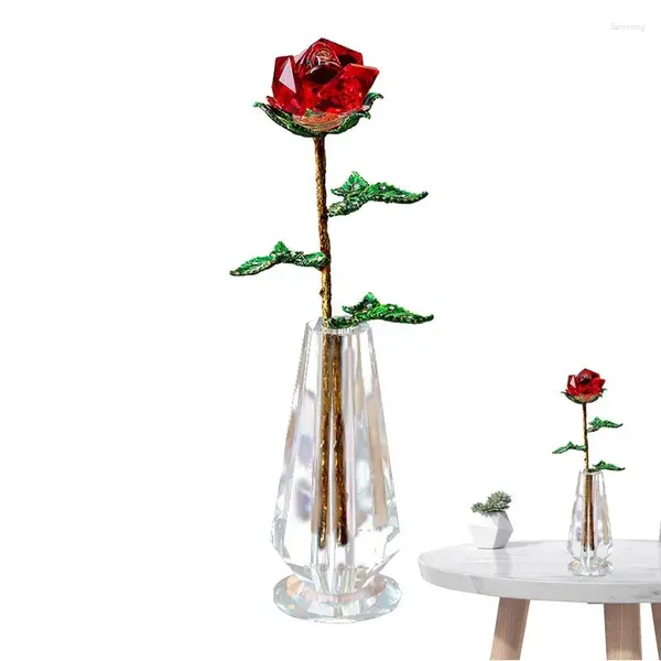 Fleurs décoratives Crystal Rose Flower Artificiel avec Vase Home Decoration Mariage Anniversaire Commémoration de la Saint-Valentin