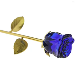 Fleurs décoratives Crystal Rose Flower Gift for Saint Valentin's Mother's Anniversary Maridary Decoration (bleu)